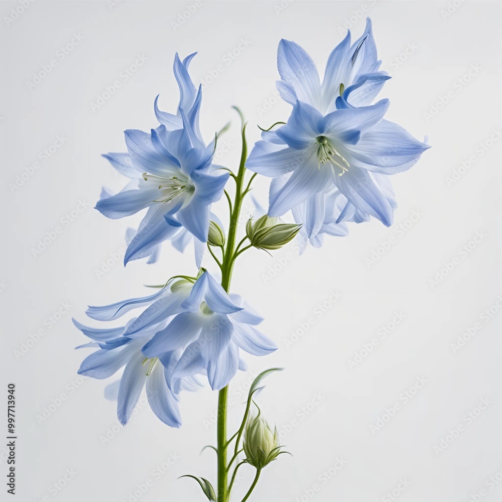 blooming aquilegia on a white background blooming aquilegia on a white background