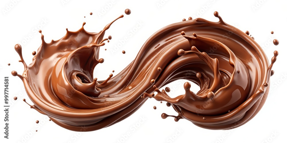 Decadent Chocolate Splash Rich Brown Indulgence on White Luxurious Sweet Delight for Culinary Art and Advertising