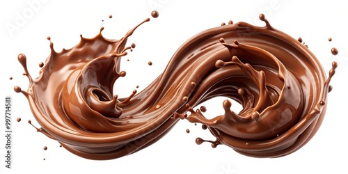 Decadent Chocolate Splash Rich Brown Indulgence on White Luxurious Sweet Delight for Culinary Art and Advertising