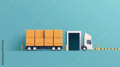 Import barriers, goods blocked from entering, flat design illustration