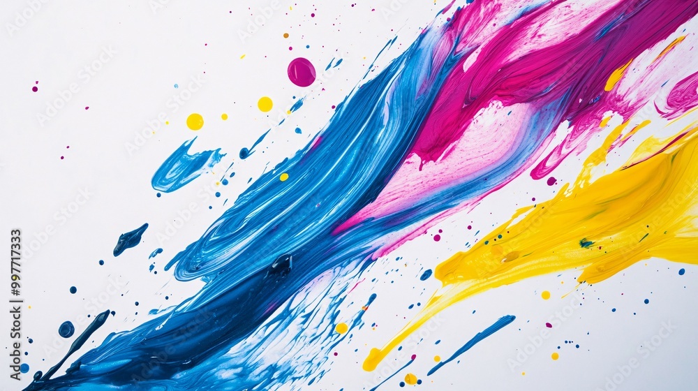 Fototapeta premium Colorful abstract paint splash, white background