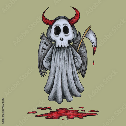 Adobe Illustrator Artwork Hand drawn vector grim reaper halloween illustration design