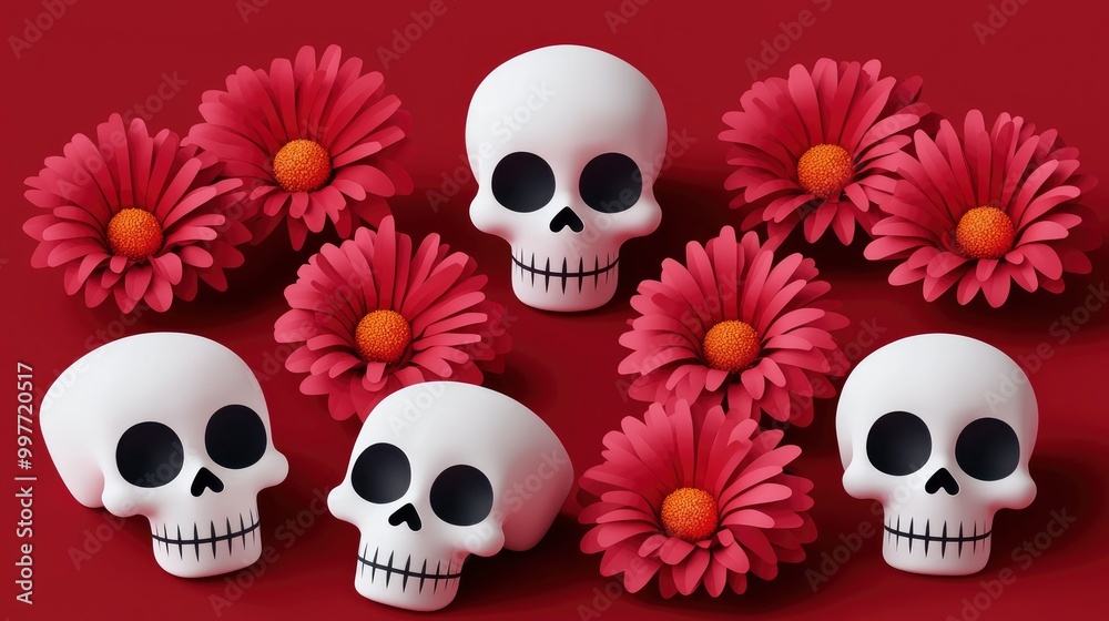 Day of the Dead Skulls and Flowers Day of the Dead Skulls and Flowers
