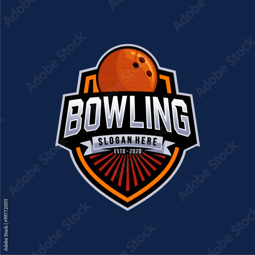 professional bowling club badge logo design