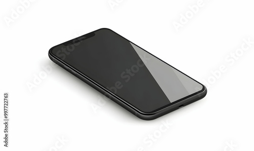 Smartphone with a blank screen on a white background