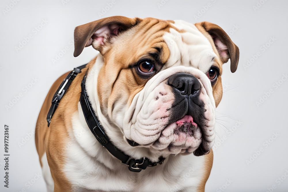Bulldog mix on white background, AI Generated Bulldog mix on white background, AI Generated