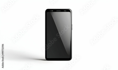 Smartphone with a blank screen on a white background