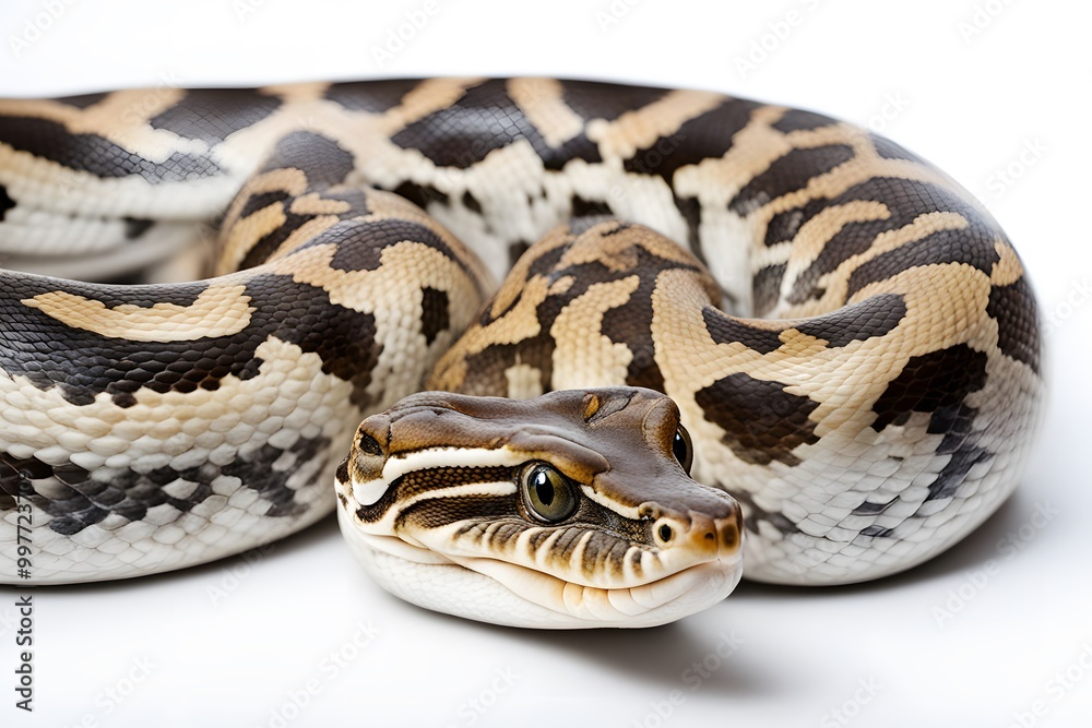 Burmese python snake on white background, AI Generated Burmese python snake on white background, AI Generated