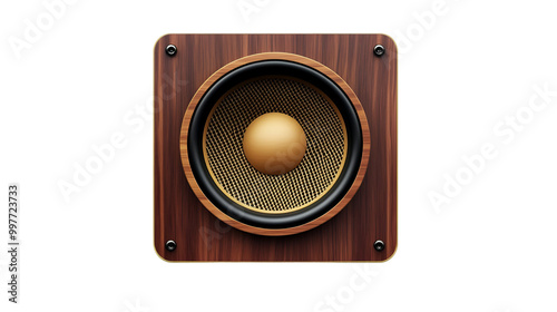 Vintage Wooden Speaker with Golden Grill