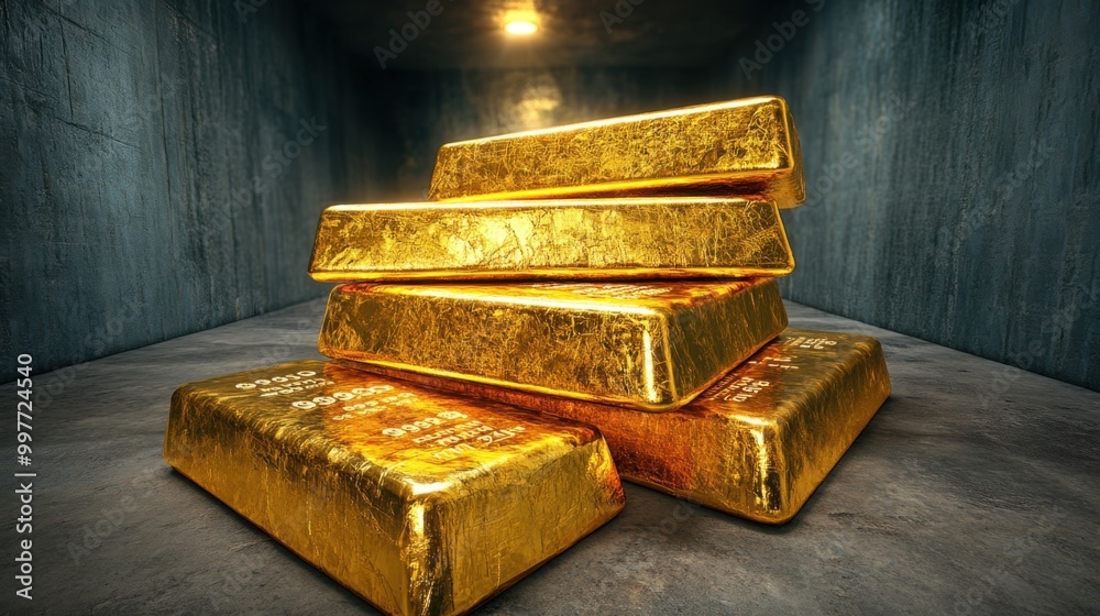 Piling Up Prosperity: Gold Bars Stacked in Vault for Financial Security ...