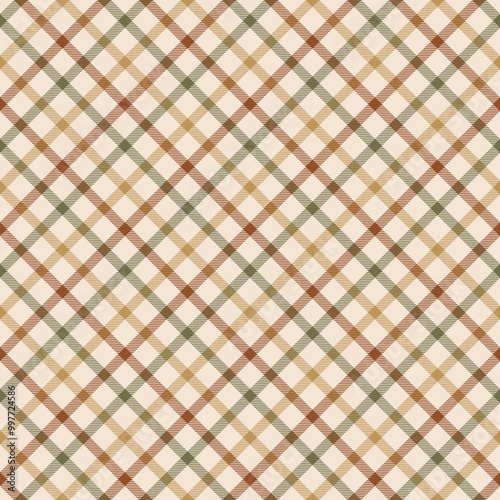 Earthy Autumn Plaid Check Seamless Pattern - Cute plaid check repeating pattern design