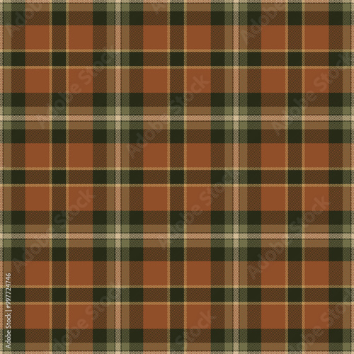 Earthy Autumn Plaid Check Seamless Pattern - Cute plaid check repeating pattern design