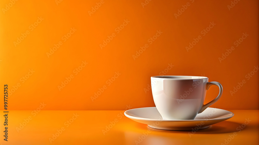 Obraz premium Coffee cup with orange background, coffee, drink, mug, refreshment, beverage, aroma, hot, caffeine, morning, breakfast, cup