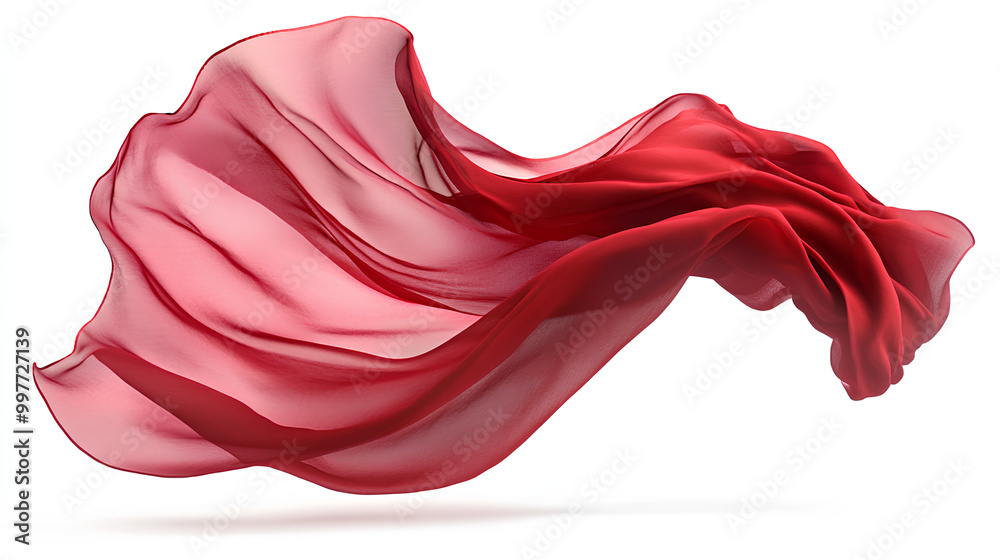 floating red fabric blowing isolate on white background floating red fabric blowing isolate on white background