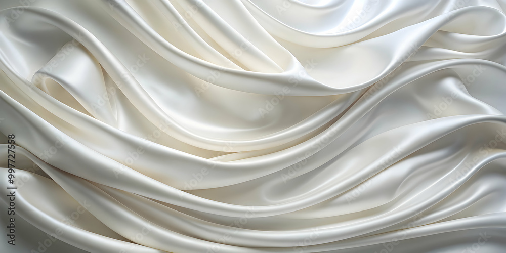 Obraz premium Elegant white silk fabric with graceful waves and folds , soft, satin, background, beautiful, elegant, silk, fabric, waves
