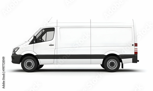 White small clean delivery truck ready for your design isolated on white background