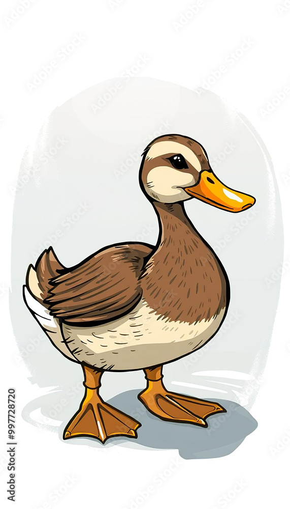 Obraz premium A white duck is standing on a log in a pond