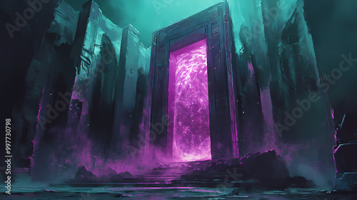 A mysterious, glowing artifact discovered in an ancient alien temple. Alien Artifact. Illustration