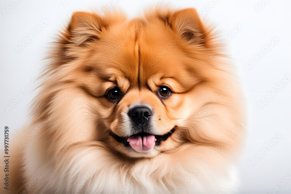 Obraz premium Chow pom dog on white background, Ai Generated