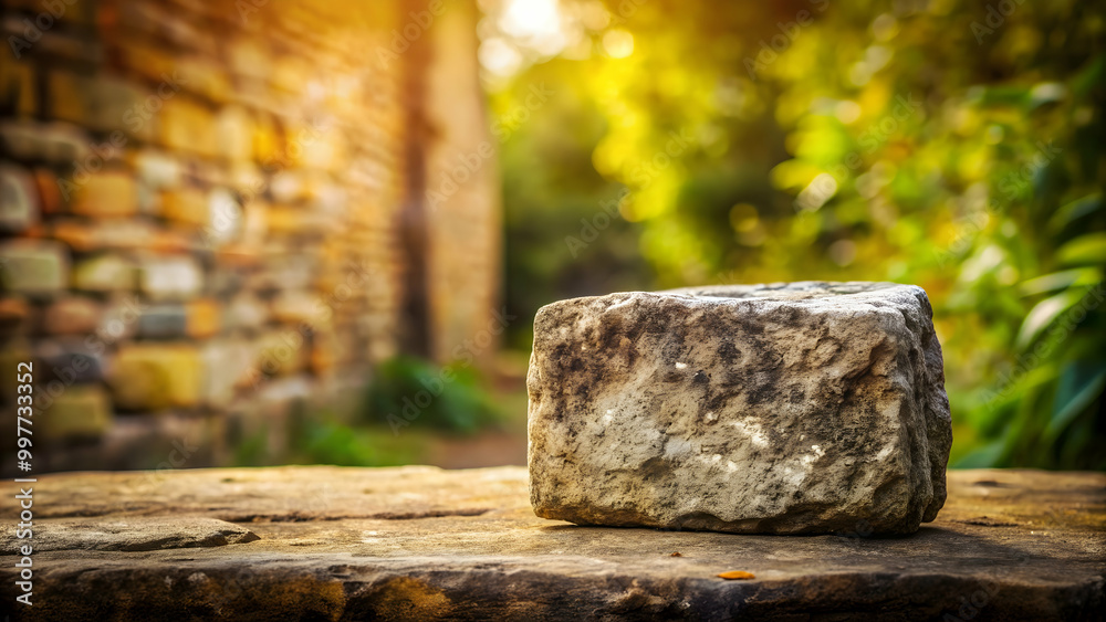Fototapeta premium Old stone with rustic texture on background, stone, textured, vintage, ancient, weathered, solid, background, isolated