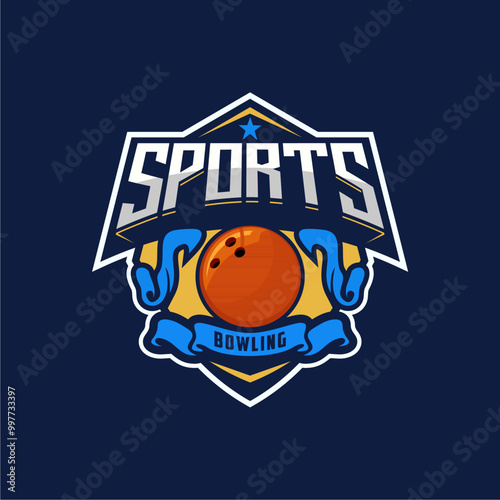 professional bowling club badge logo design