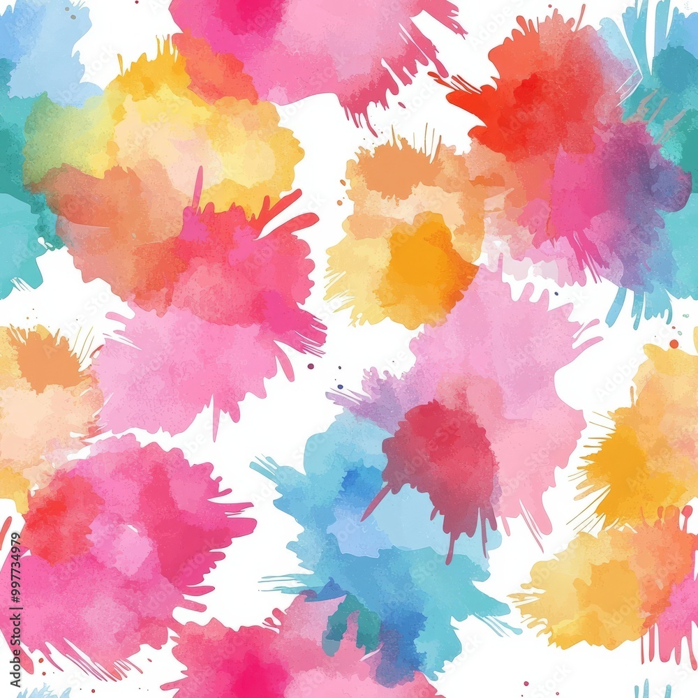 Seamless Pattern Of Pastel Watercolor Splashes Seamless Pattern Of Pastel Watercolor Splashes