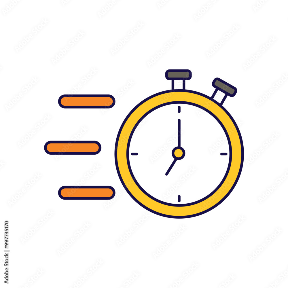 fast time color line icon with white background vector stock illustration fast time color line icon with white background vector stock illustration