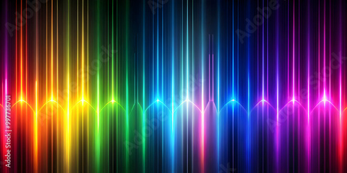 Colorful phosphorescent lines in rainbow colors resembling disco lights , rainbow, phosphorescent, spectrum, vibrant, neon