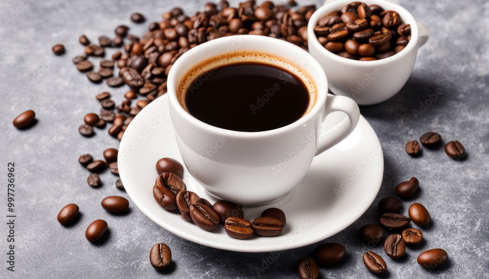 cup of coffee with beans