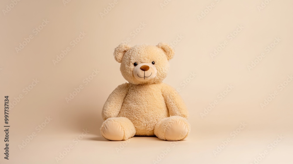 A soft-focus shot of a cuddly brown teddy bear sitting on a beige background, symbolizing childhood, innocence, comfort, love, and friendship. A soft-focus shot of a cuddly brown teddy bear sitting on a beige background, symbolizing childhood, innocence, comfort, love, and friendship.