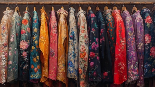 Wallpaper Mural Vintage Floral Silk Garments Generative AI Torontodigital.ca