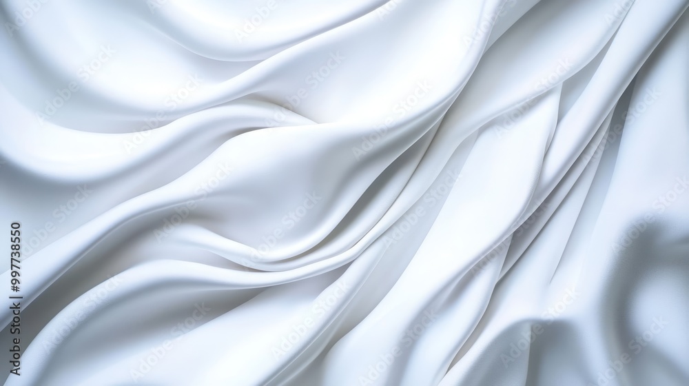 Obraz premium Abstract white texture with flowing lines resembling waves or clouds, representing purity, serenity, and the ethereal.