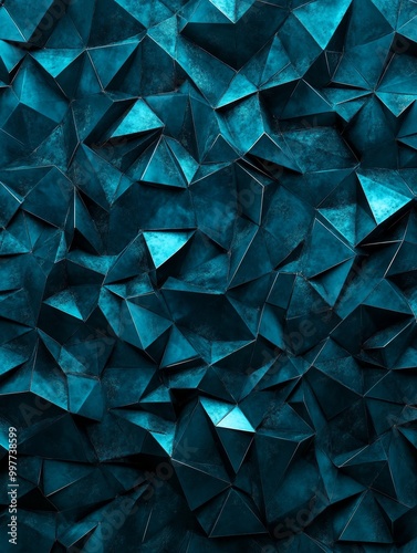 Abstract Triangular Grunge Surface Background, a 3D rendering of a deep blue, textured surface with a geometric pattern, representing depth, complexity, and abstract concepts.