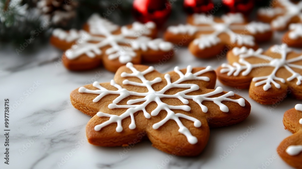 Beautifully decorated gingerbread cookies shaped like snowflakes, perfect for the holidays. These cookies are sure to delight your family and friends. Beautifully decorated gingerbread cookies shaped like snowflakes, perfect for the holidays. These cookies are sure to delight your family and friends.