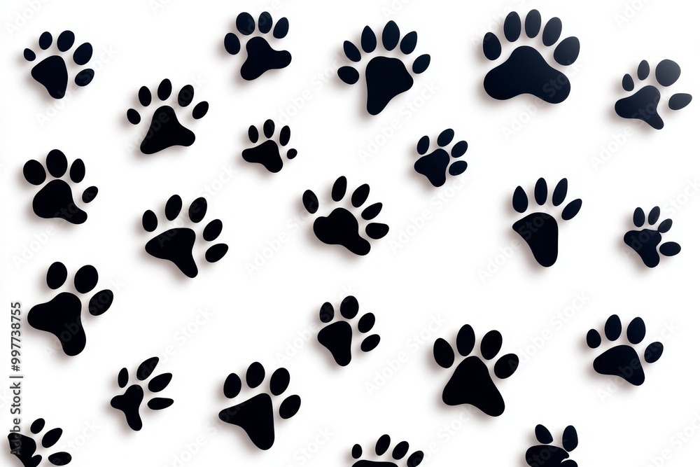 Black Animal Paw Prints Silhouette Collection - A collection of black animal paw prints silhouettes, perfect for use in any design project. These prints represent footprints, nature, animals, pets, Black Animal Paw Prints Silhouette Collection - A collection of black animal paw prints silhouettes, perfect for use in any design project. These prints represent footprints, nature, animals, pets,