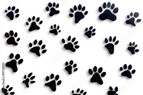 Black Animal Paw Prints Silhouette Collection - A collection of black animal paw prints silhouettes, perfect for use in any design project. These prints represent footprints, nature, animals, pets, 