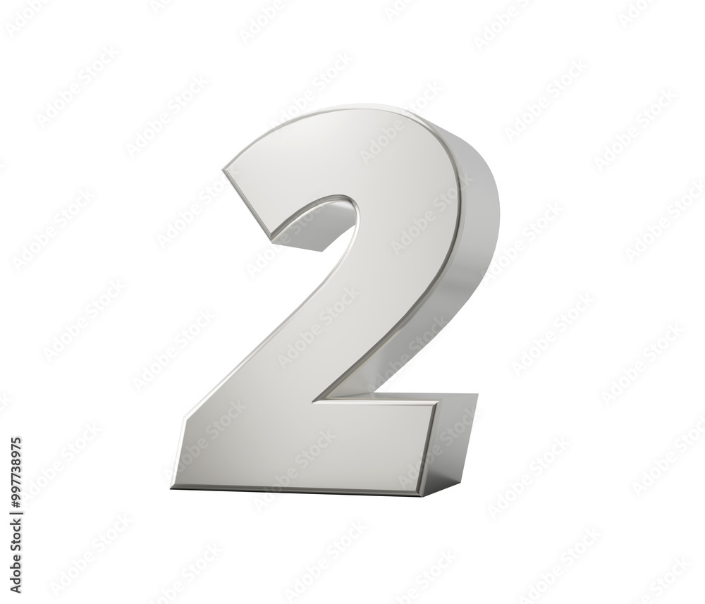 Silver 3d numbers 2 two Isolated white background 3d illustration
Silver 3d numbers 2 two Isolated white background 3d illustration