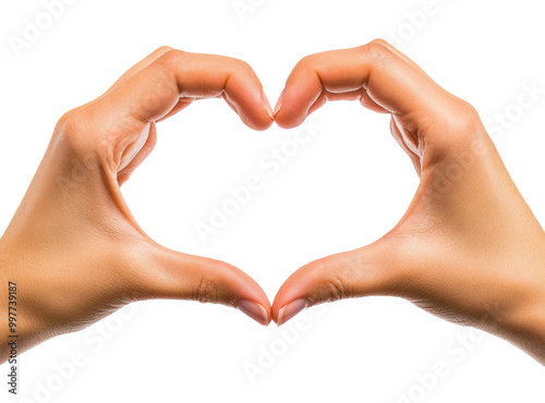 Hands showing heart gesture isolated on transparent background