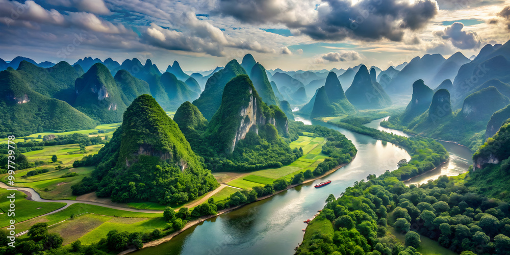 A stunning landscape view of majestic mountains with lush greenery and winding rivers, mountains, landscape, nature, scenic A stunning landscape view of majestic mountains with lush greenery and winding rivers, mountains, landscape, nature, scenic