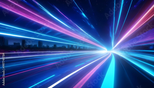 futuristic neon line race speed fiber optic internet