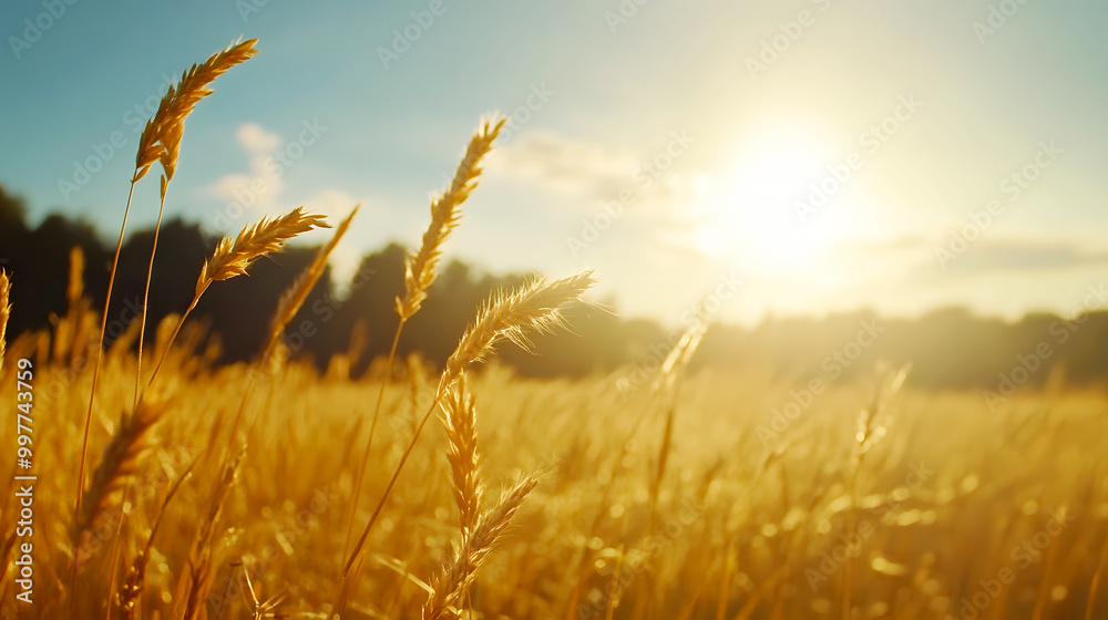 Fototapeta premium Golden Stalks Swaying in a Sunlit Field