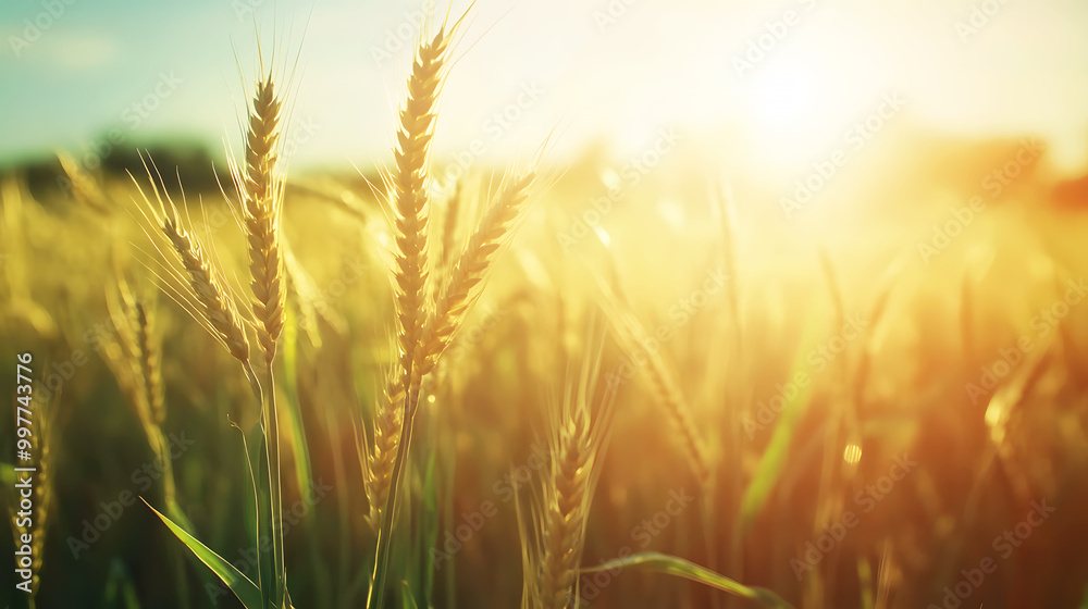 Golden Stalks Swaying in a Gentle Field During Sunset Golden Stalks Swaying in a Gentle Field During Sunset