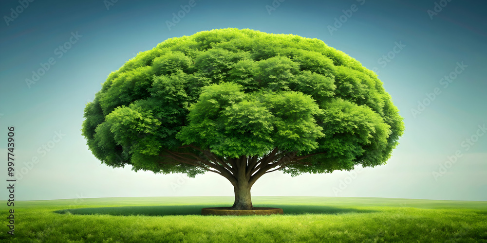 Lush green tree symbolizing the circle of life, nature, growth, vitality, tree of life, branches, leaves Lush green tree symbolizing the circle of life, nature, growth, vitality, tree of life, branches, leaves