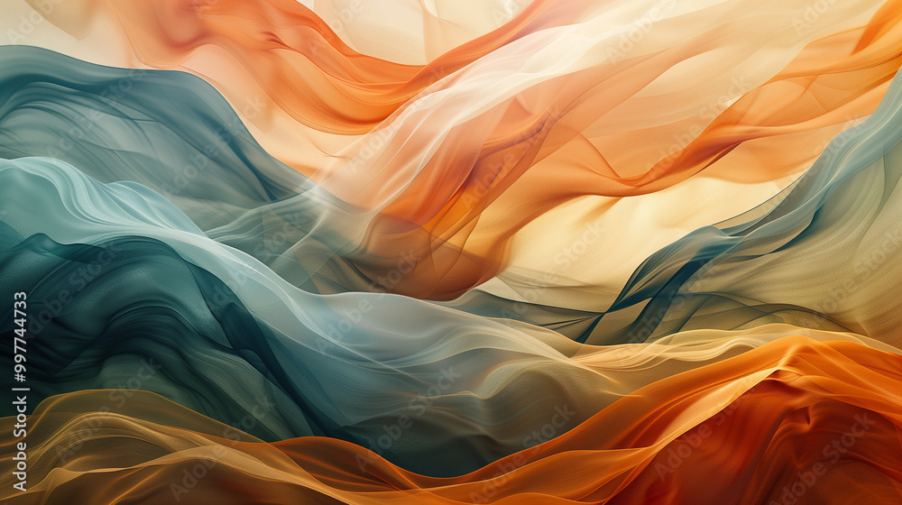 Obraz premium abstract background Gentle, flowing ribbons of color in earthy tones, swirling together to form an abstract landscape of calm.