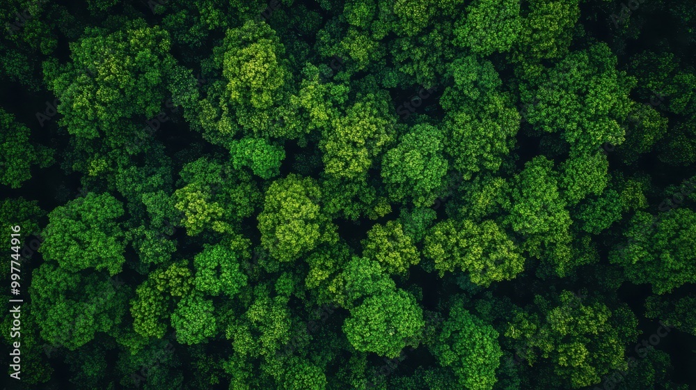 Naklejka premium Aerial View of Lush Green Forest Canopy