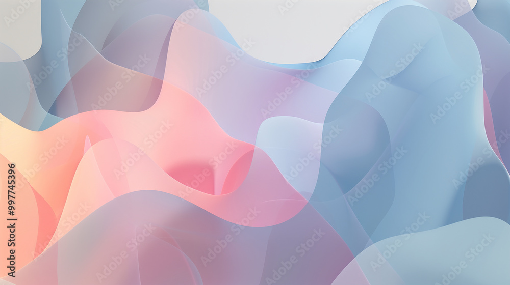 Fototapeta premium Smooth, gradient background with large, organic shapes softly blending into one another, creating a tranquil, airy feel