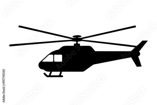  Helicopter Mid-Air Rotor Blades Silhouette