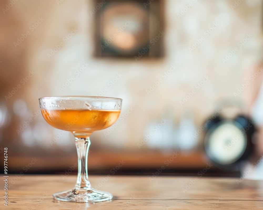 Young Female Holding Motion-Swirled Orange Cocktail in Vintage Cream-Bar Setting with Retro Decor and Warm Lighting Young Female Holding Motion-Swirled Orange Cocktail in Vintage Cream-Bar Setting with Retro Decor and Warm Lighting
