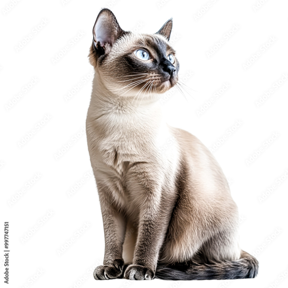 Elegant Siamese Cat with Blue Eyes in Profile View Elegant Siamese Cat with Blue Eyes in Profile View