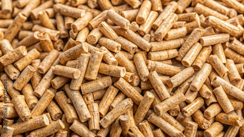Wood pellets in a pile for residential boiler heating system , biomass, renewable energy Wood pellets in a pile for residential boiler heating system , biomass, renewable energy